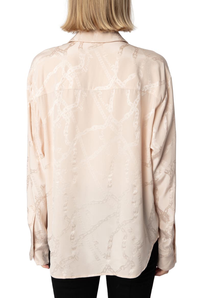 Morning Chain Jacquard Silk Button-Up Shirt, Alternate, color, SWEET