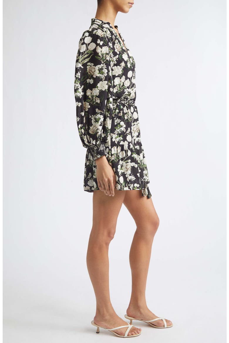 Antonette Floral Print Long Sleeve Minidress, Alternate, color, MORNINGSTAR FLORAL BLACK
