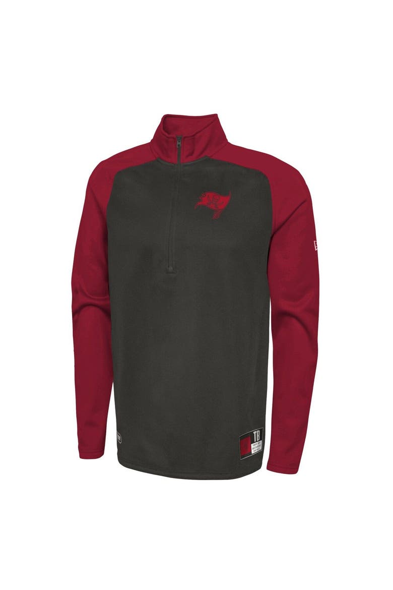 Men's New Era Black Tampa Bay Buccaneers Combine Authentic O-Line Raglan Half-Zip Jacket, Alternate, color, Black