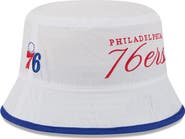 New Era Men's New Era White/Royal Philadelphia 76ers 2025 NBA Draft Nylon Bucket Hat