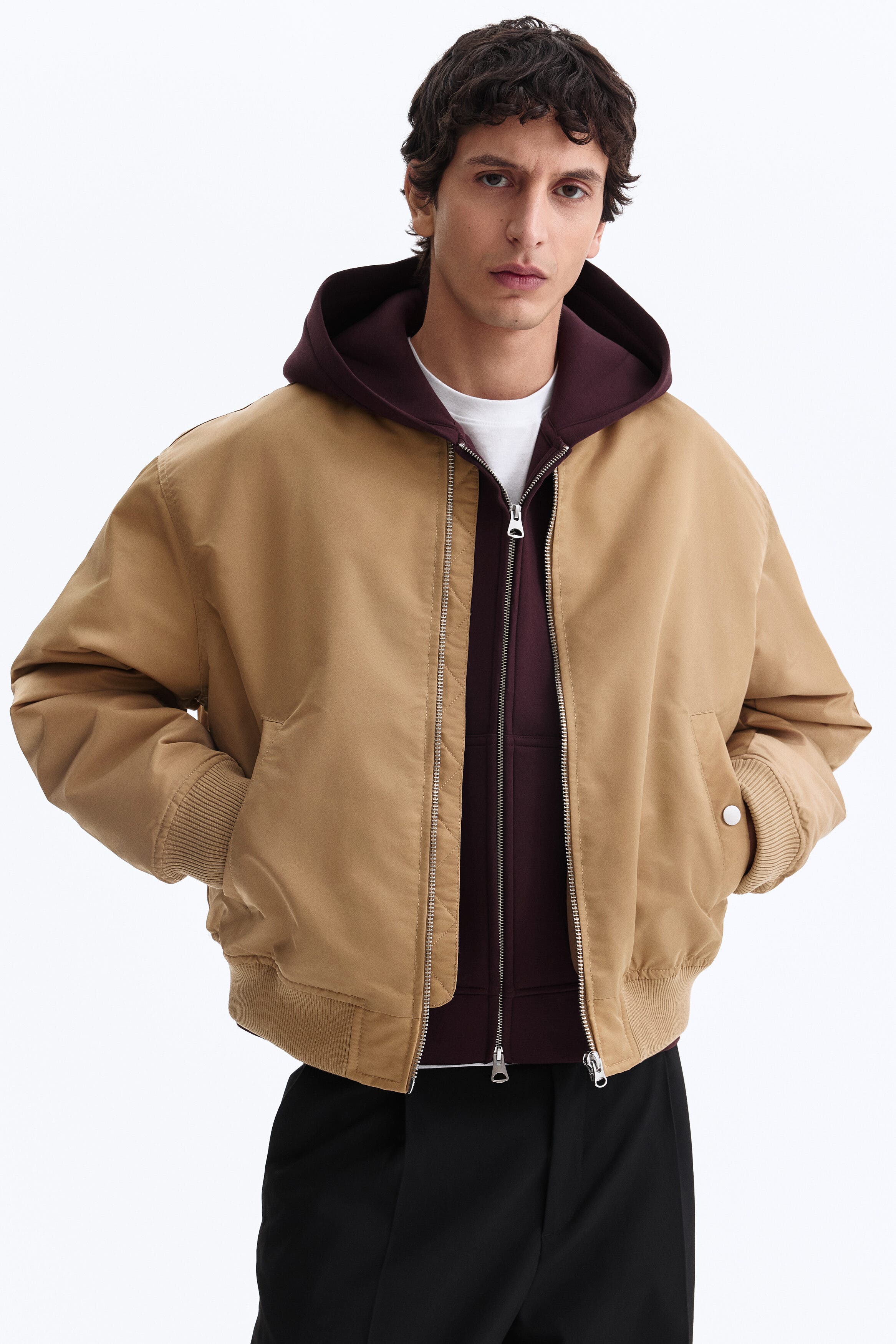 Padded Nylon Bomber Jacket - image 4