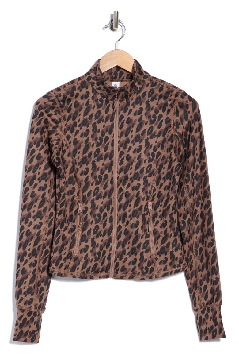 Lux Odessa Full Zip Performance Jacket, Main, color, PHANTONE LEOPARD BROWN LENTIL