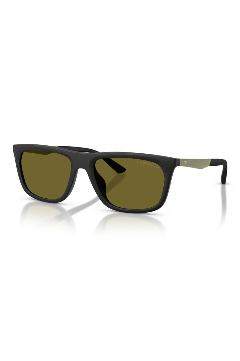 57mm Pillow Sunglasses, Alternate, color, MATTE BLACK / DARK GREEN