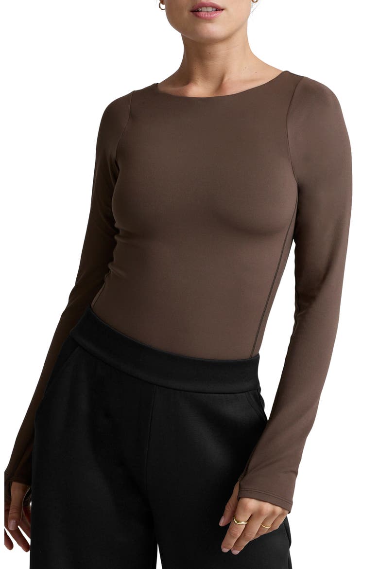 Serene Boatneck Bodysuit, Main, color, DUSK BROWN