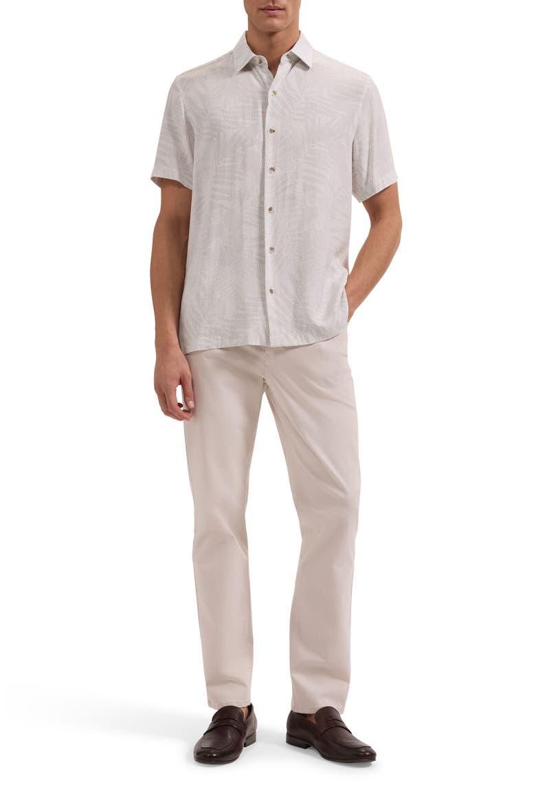 Vero Shaped Fit Microdot Short Sleeve Button-Up Shirt, Alternate, color, WHITE