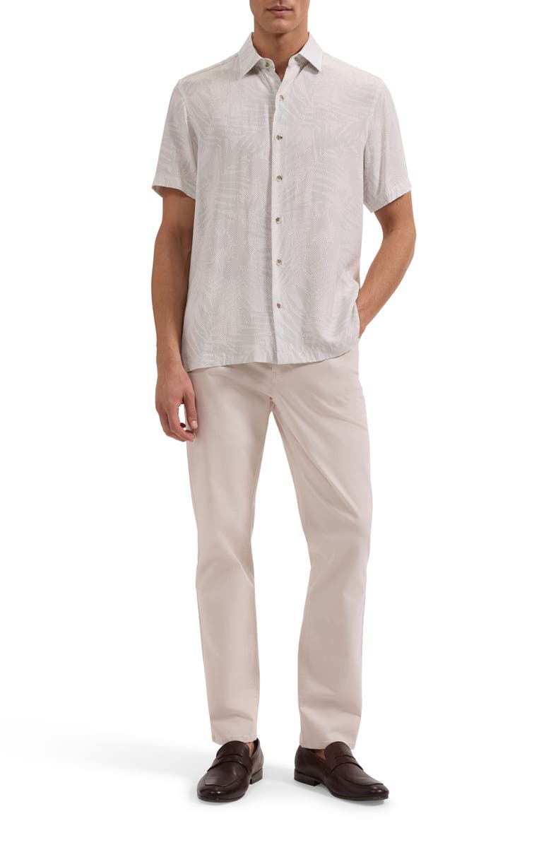 Bugatchi Vero Shaped Fit Microdot Short Sleeve Button-Up Shirt, Alternate, color, White