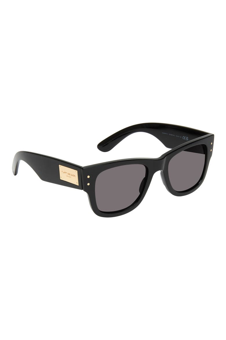 52mm Square Sunglasses, Alternate, color, BLACK/ SOLID SMOKE