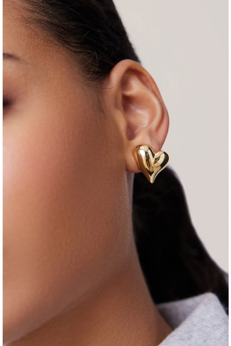 Art Heart Button Stud Earrings, Alternate, color, HIGH POLISH GOLD