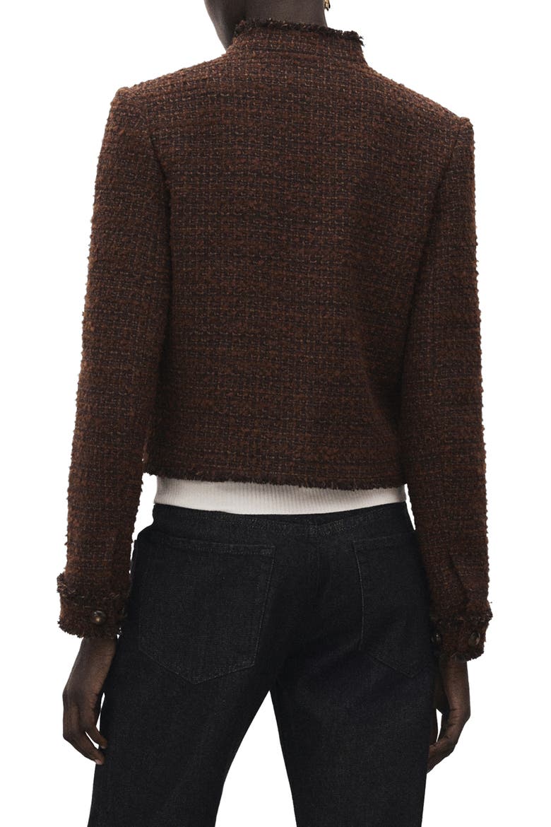 Fray Tweed Jacket, Alternate, color, BROWN