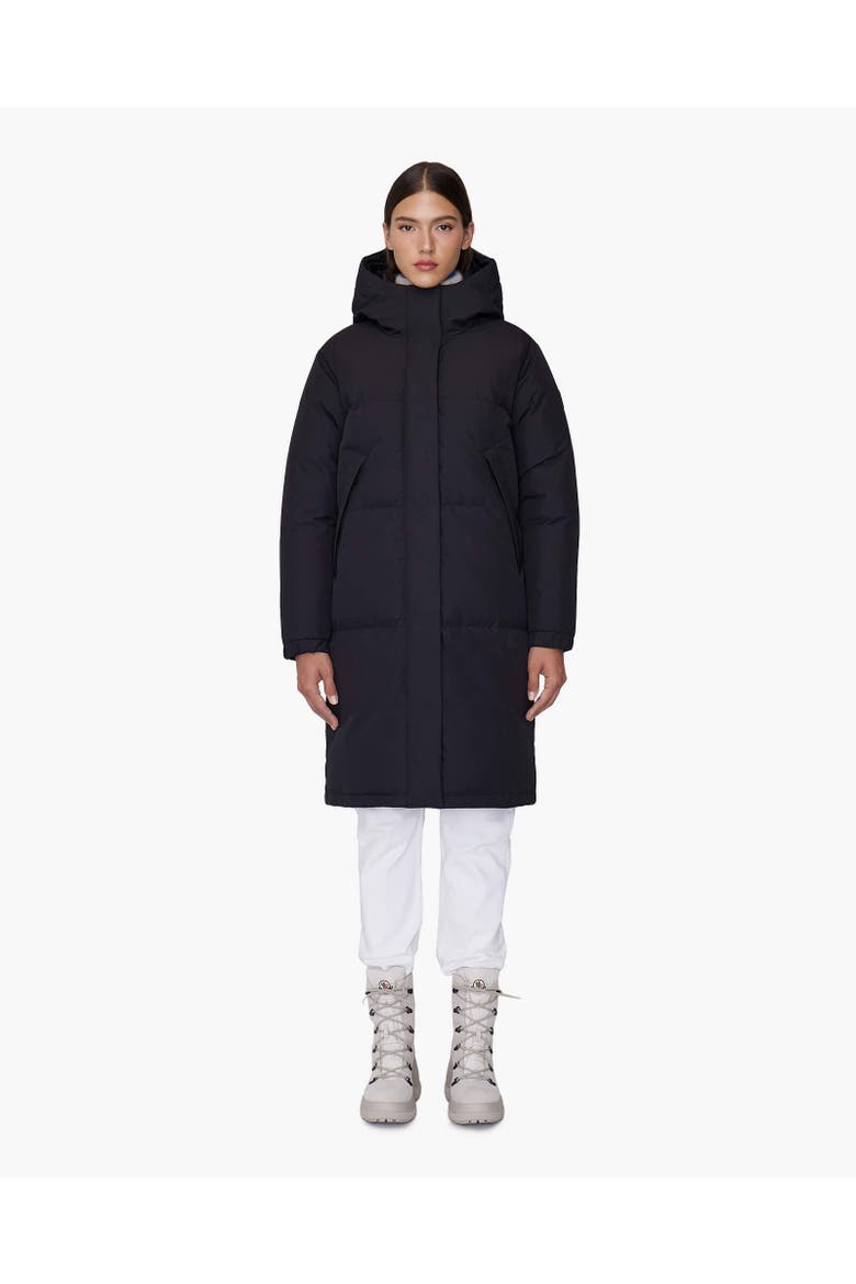 INES | Hooded Down Winter Jacket, Alternate, color, Black
