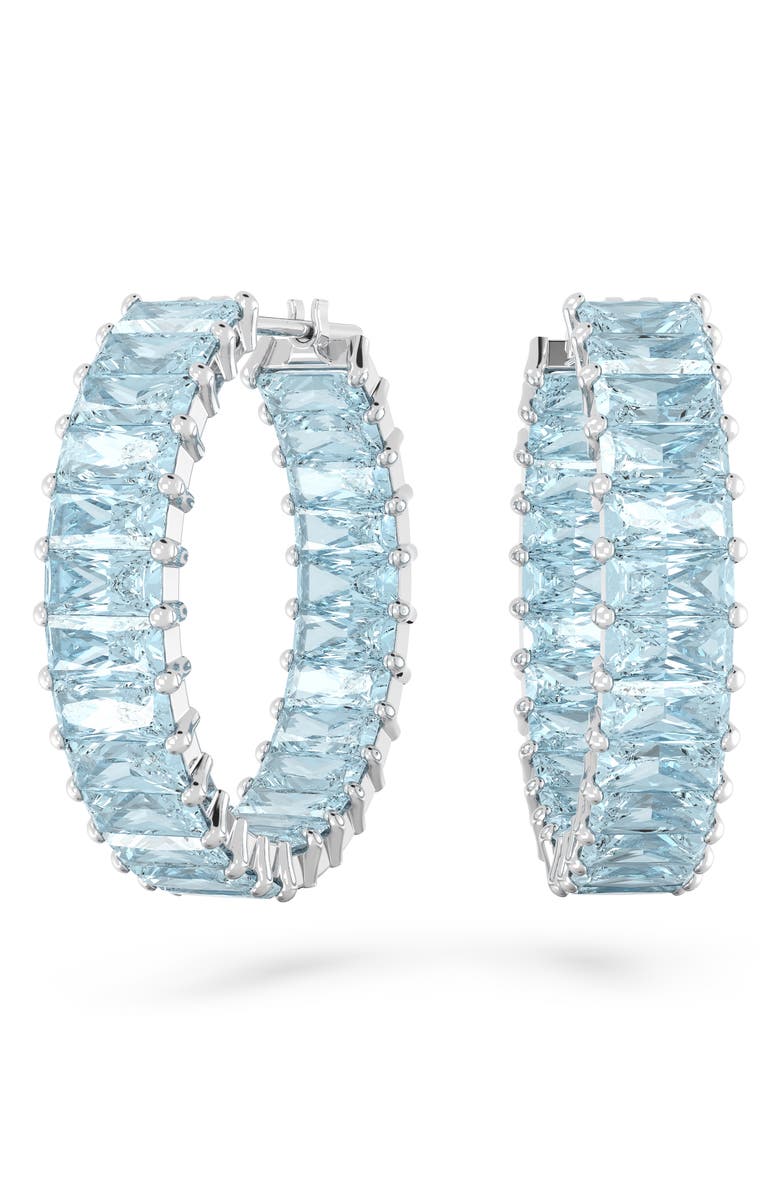 Swarovski Matrix Hoop Earrings, Main, color, Blue