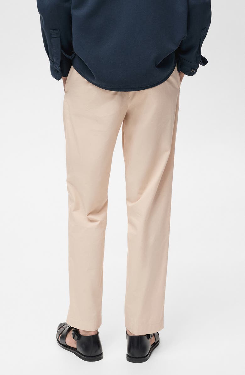 MANGO Drawstring Straight Leg Poplin Pants, Alternate, color, Ecru