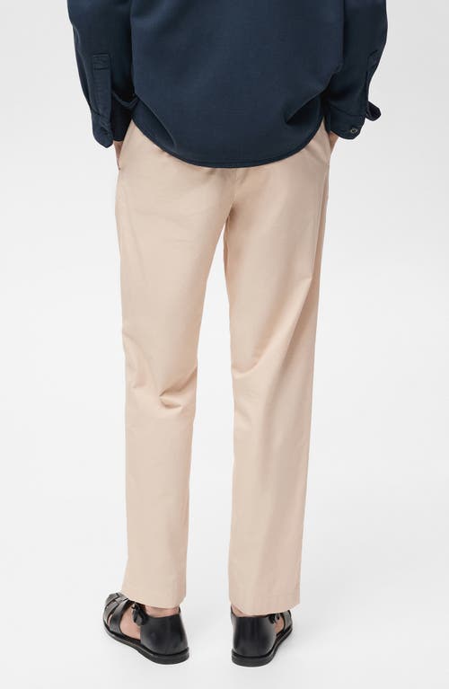 Mango Drawstring Straight Leg Poplin Pants In Ecru