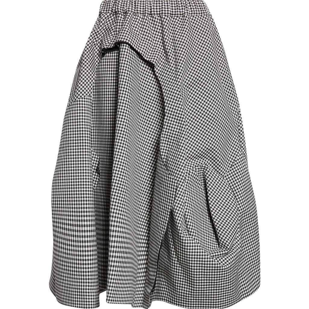Comme Des Garçons Gingham Wool Gabardine Skirt In Multi