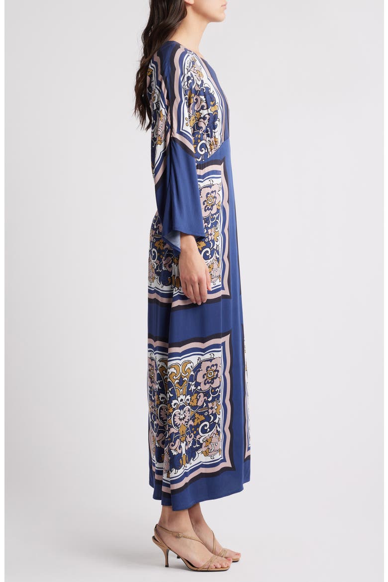 Fawn Long Sleeve Satin Maxi Dress, Alternate, color, FLORAL ANISE