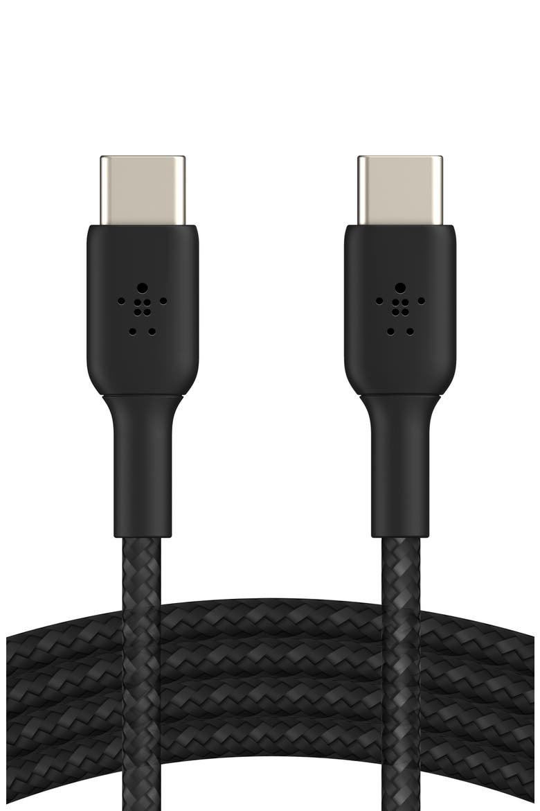 Braided 3.3ft USB-C To USB-C Charging Cable, Alternate, color, BLACK