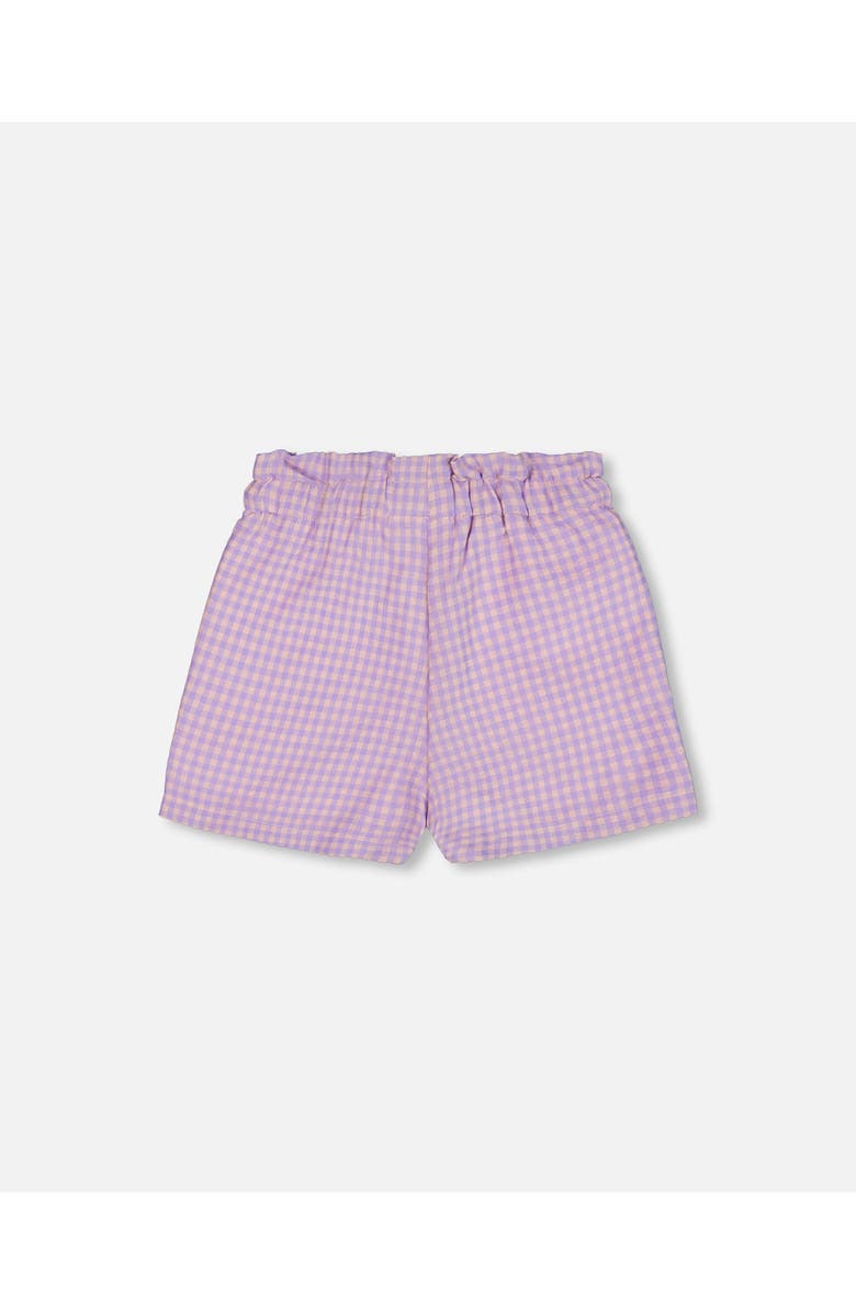 Deux par Deux Girl's Printed Gingham Short Lilac And Pink, Alternate, color, Lilac And Pink
