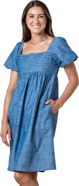 Hope & Henry Women's Organic Ruched Chambray Dress