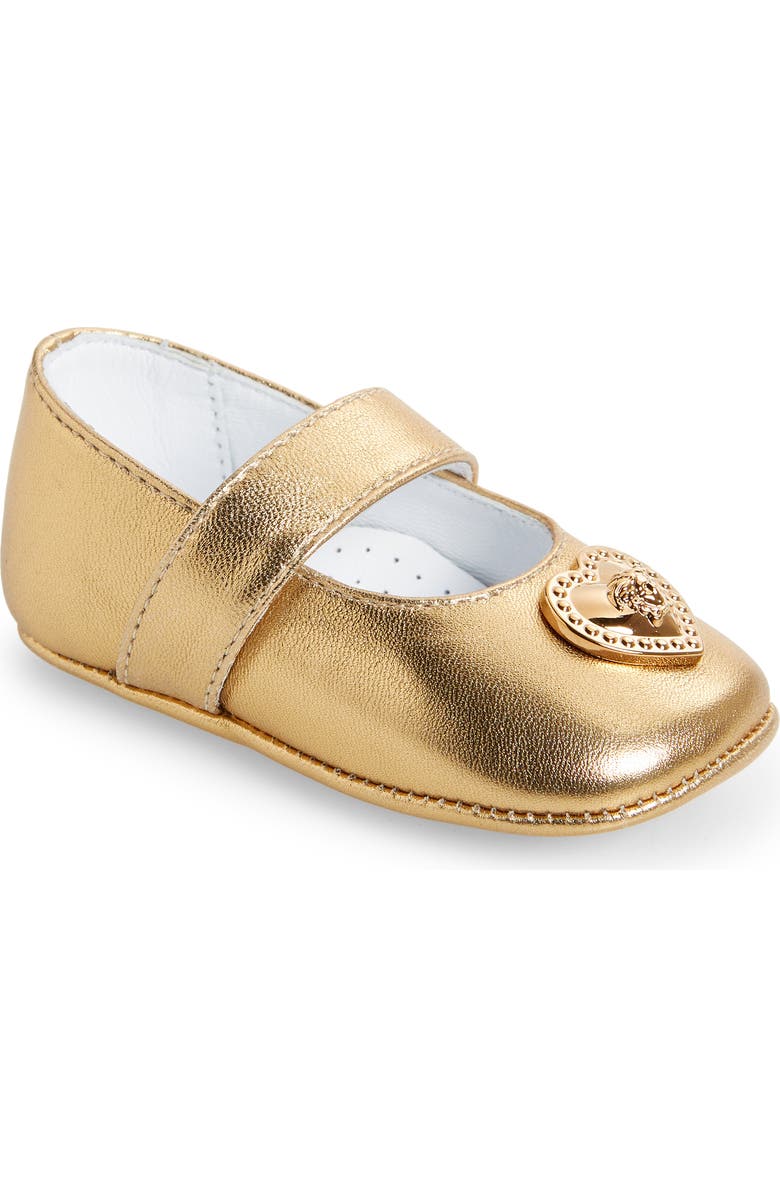 Versace Heart Medusa Mary Jane Ballet Crib Shoe, Main, color,