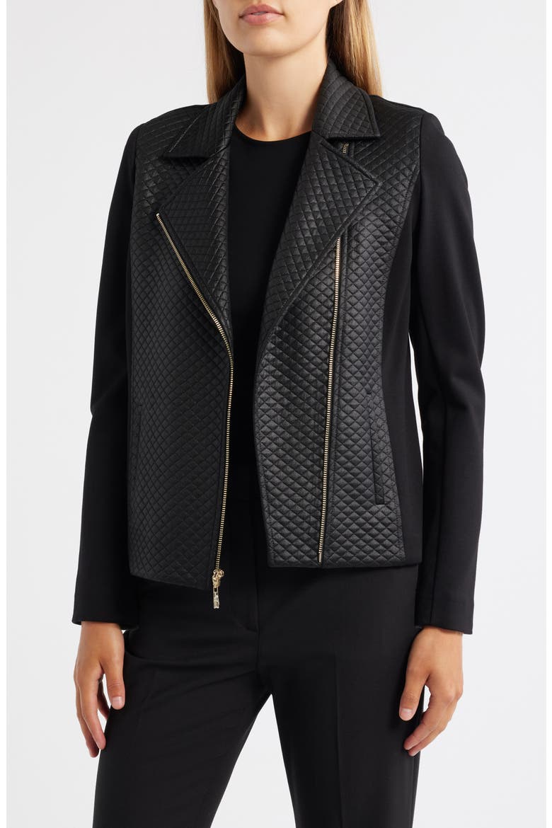 Mixed Media Quilted Moto Jacket, Main, color, ANNE BLACK