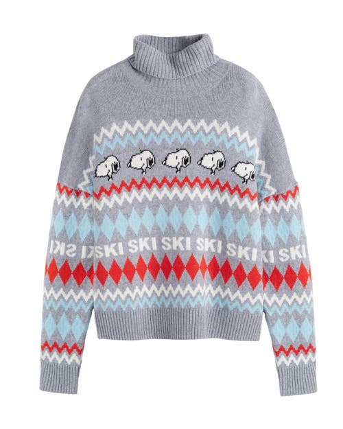 Chinti & Parker Wool-cashmere Snoopy Ski Rollneck Sweater In Gray