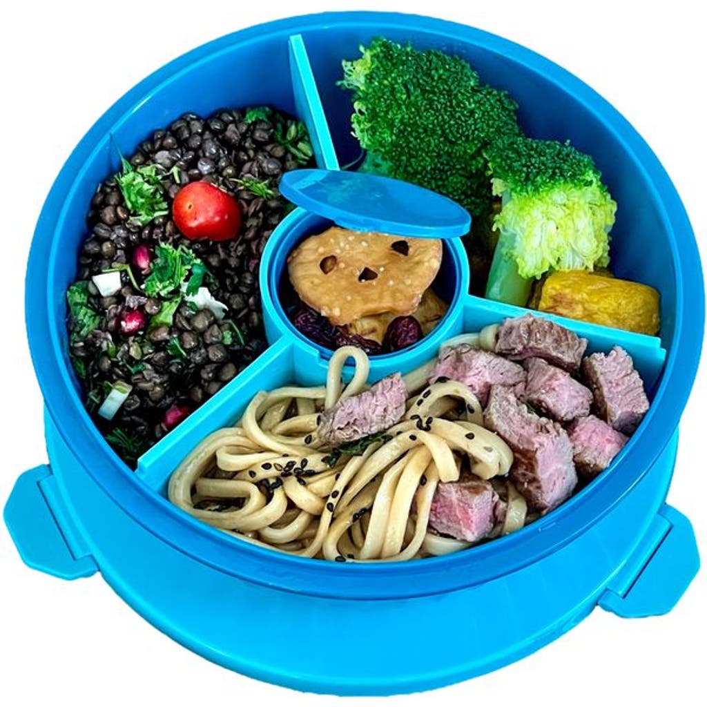 Yumbox Bento-style Salad Bowl With 3-part Divider And Dip Cup In Blue