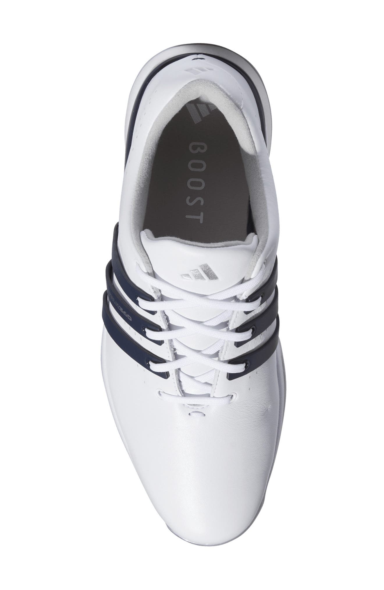 adidas Golf Tour360 24 Boost<sup>™</sup> Golf Shoe, Alternate, color, White/ Collegiate Navy/ Silver