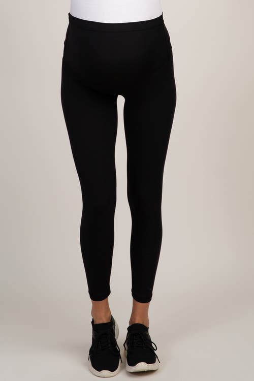 Pinkblush Solid Basic Maternity Leggings In Black