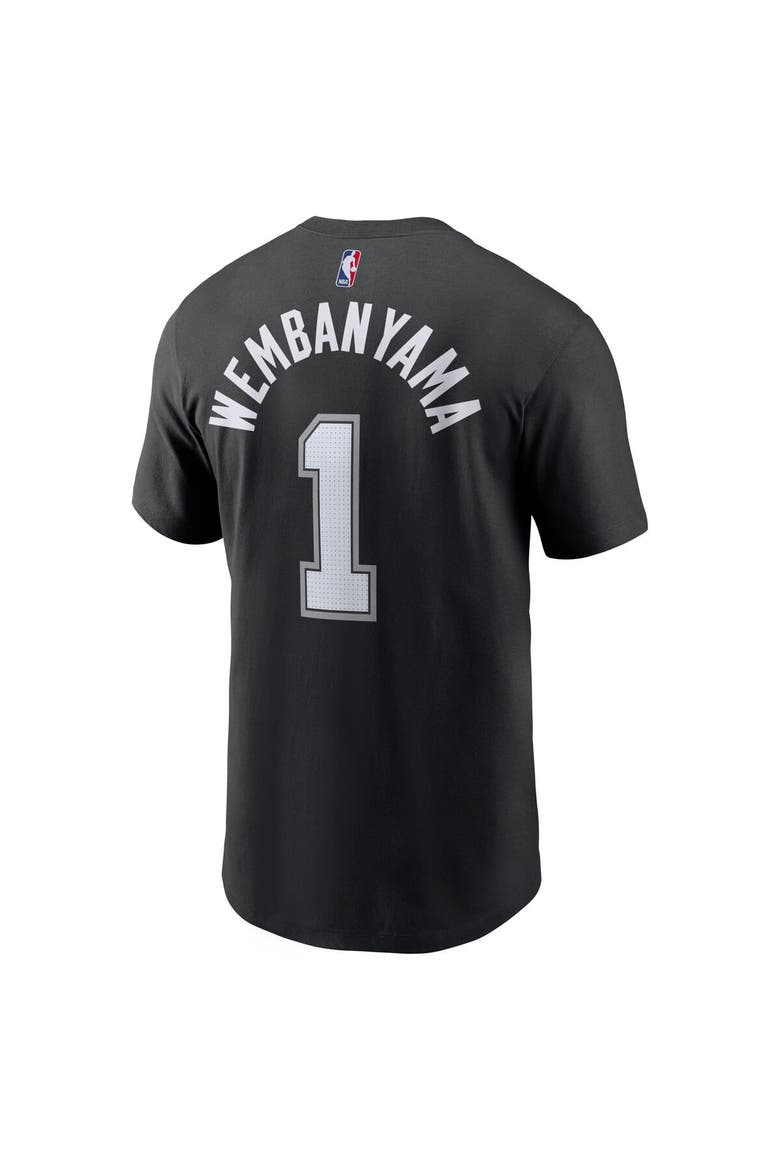 Men's Nike Victor Wembanyama Black San Antonio Spurs Icon 2022/23 Name & Number T-Shirt, Alternate, color, Black