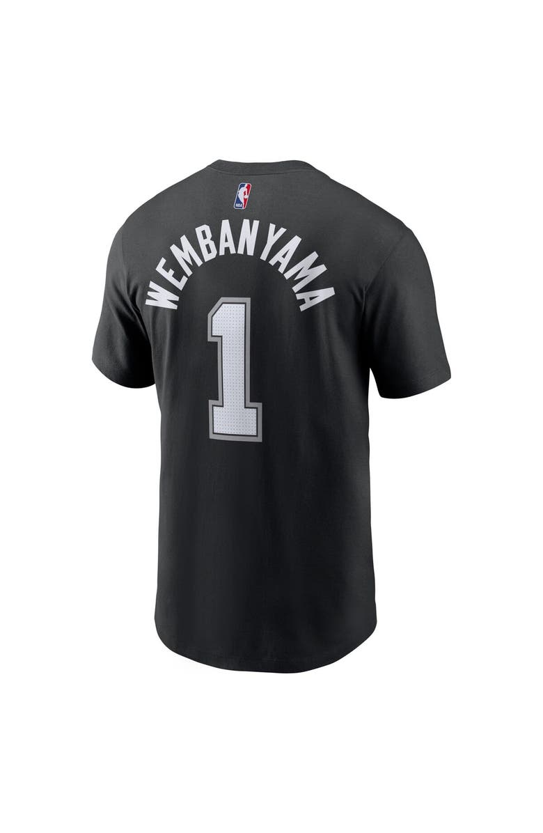 Nike Men's Nike Victor Wembanyama Black San Antonio Spurs Icon 2022/23 Name & Number T-Shirt, Alternate, color, 