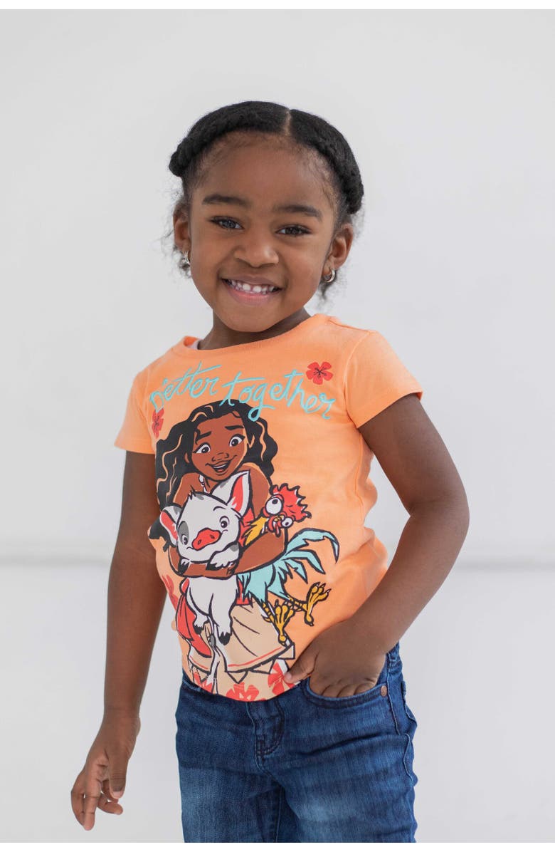 Disney Moana 3-Pack T-Shirts, Alternate, color, Orange/White/Blue