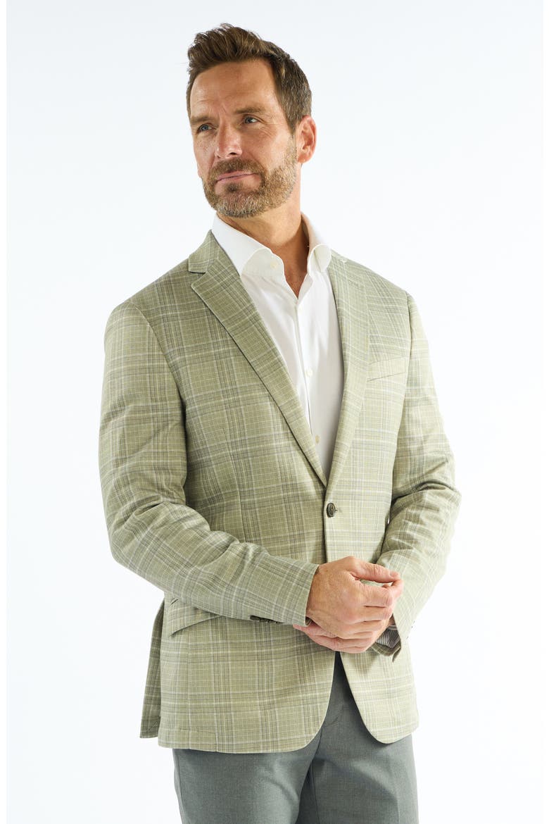 Plaid Knit Sport Coat, Alternate, color, MOSS