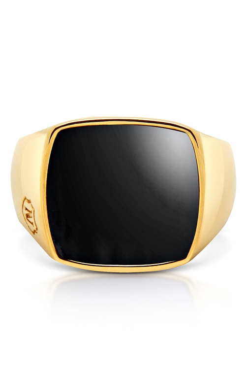 Nialaya Gold Onyx Signet Ring In Black