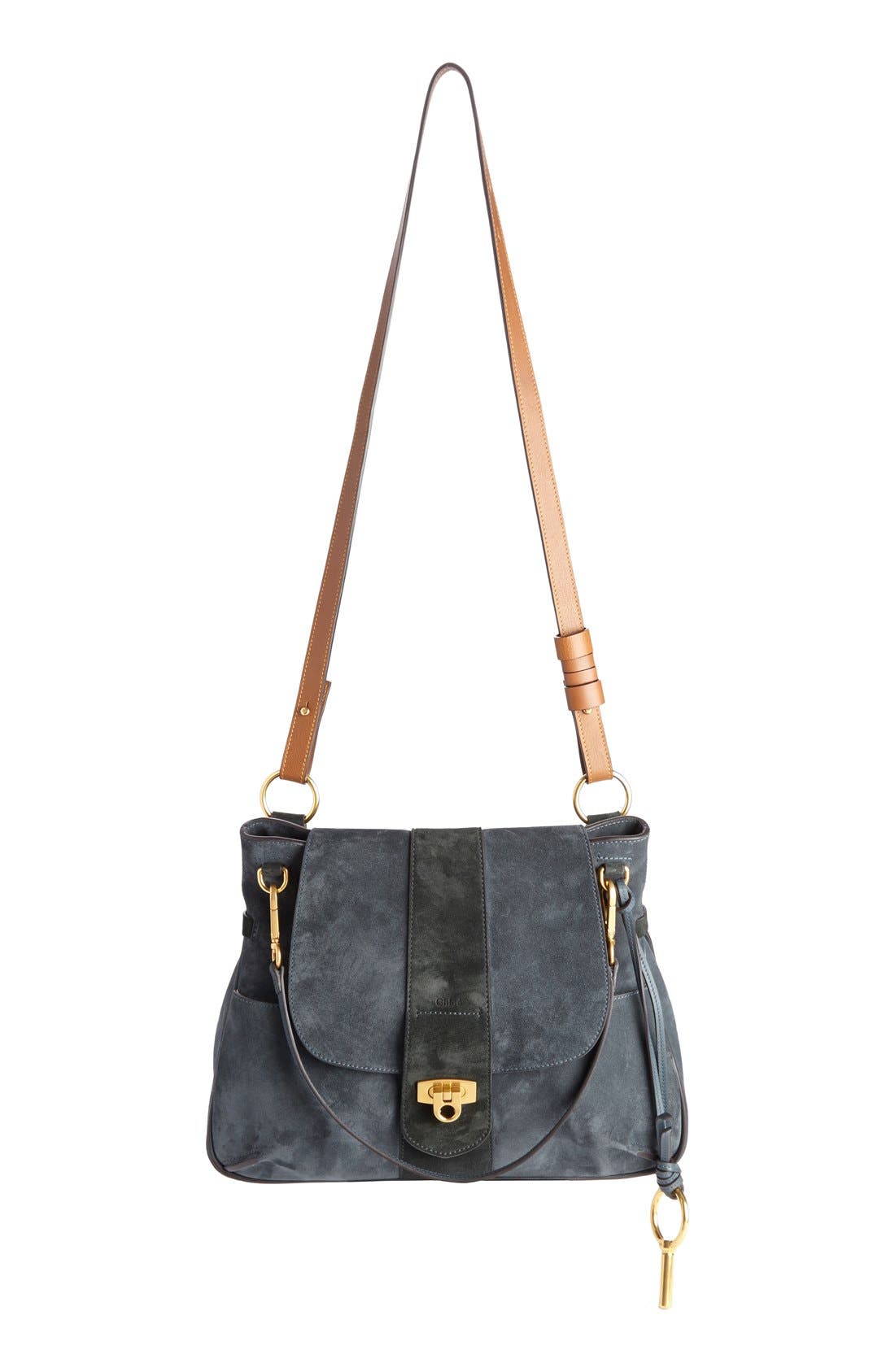 Chloé 'Medium Lexa' Suede Shoulder Bag, Main, color, 