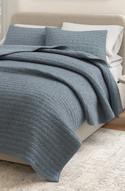 Woven & Weft Waffle Weave 3-piece Quilt Set In Blue