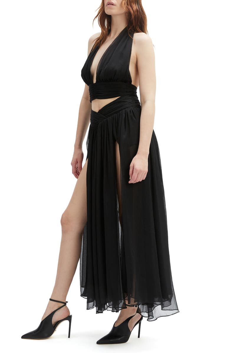 Bardot Amerie Halter Crop Top, Alternate, color, Black