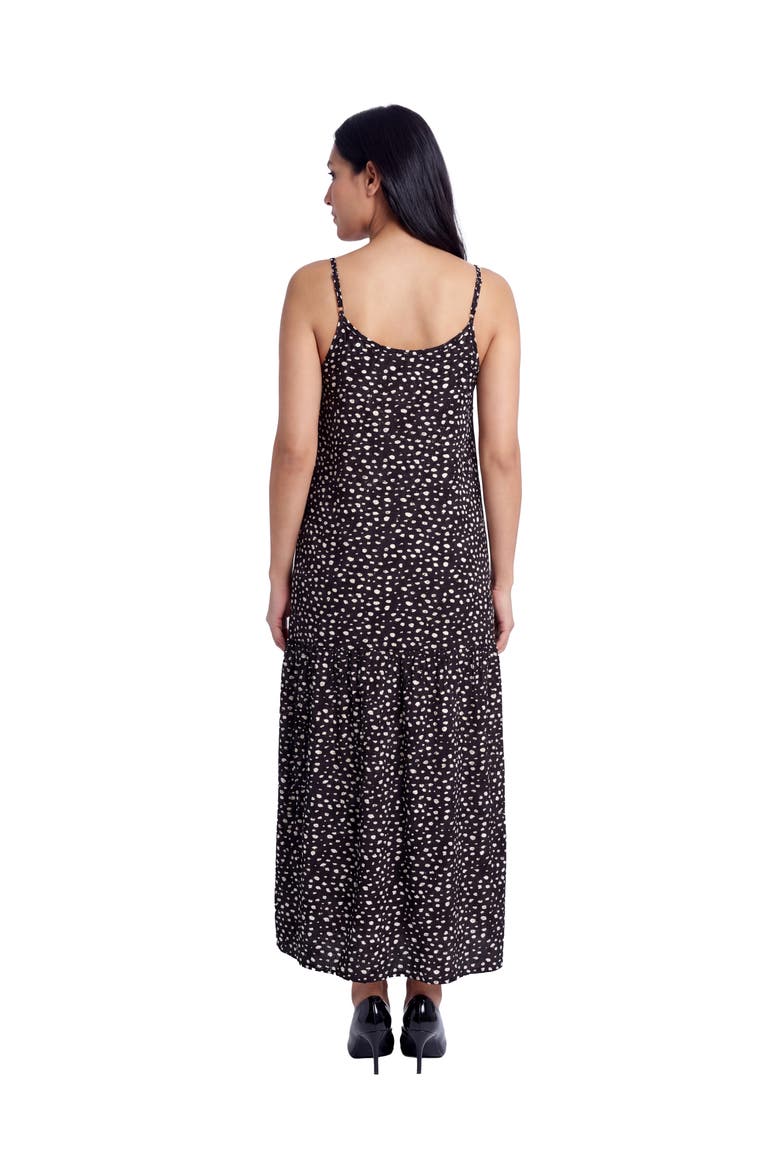 Maternity Essential Dots Print Scoop Neck Spaghetti Strap Pocket A-Line Maxi Dress, Alternate, color, Black Multi