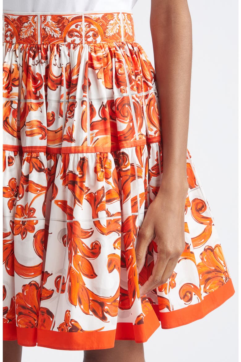 Majolica Print Cotton Poplin Miniskirt, Alternate, color, S9000 VARIANTE ABBINATA