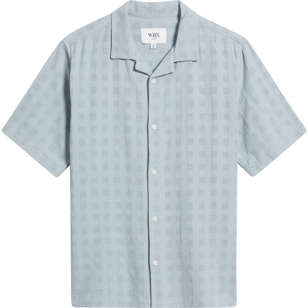 Wax London Didcot Open Weave Camp Shirt In Pale Blue