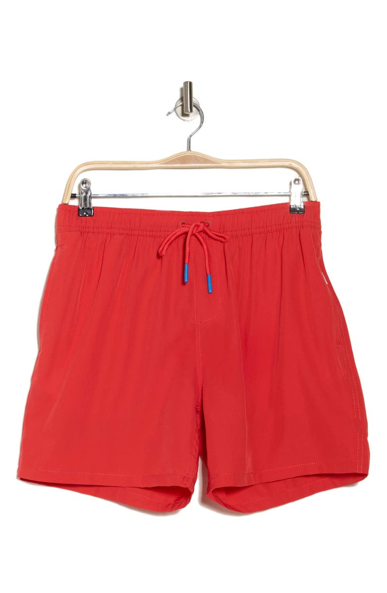 Vintage Summer Water Repellent Stretch Volley Swim Trunks, Alternate, color, Red