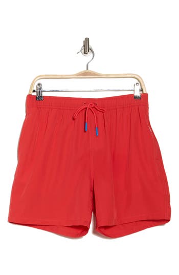 Vintage Summer Water Repellent Stretch Volley Swim Trunks In Red
