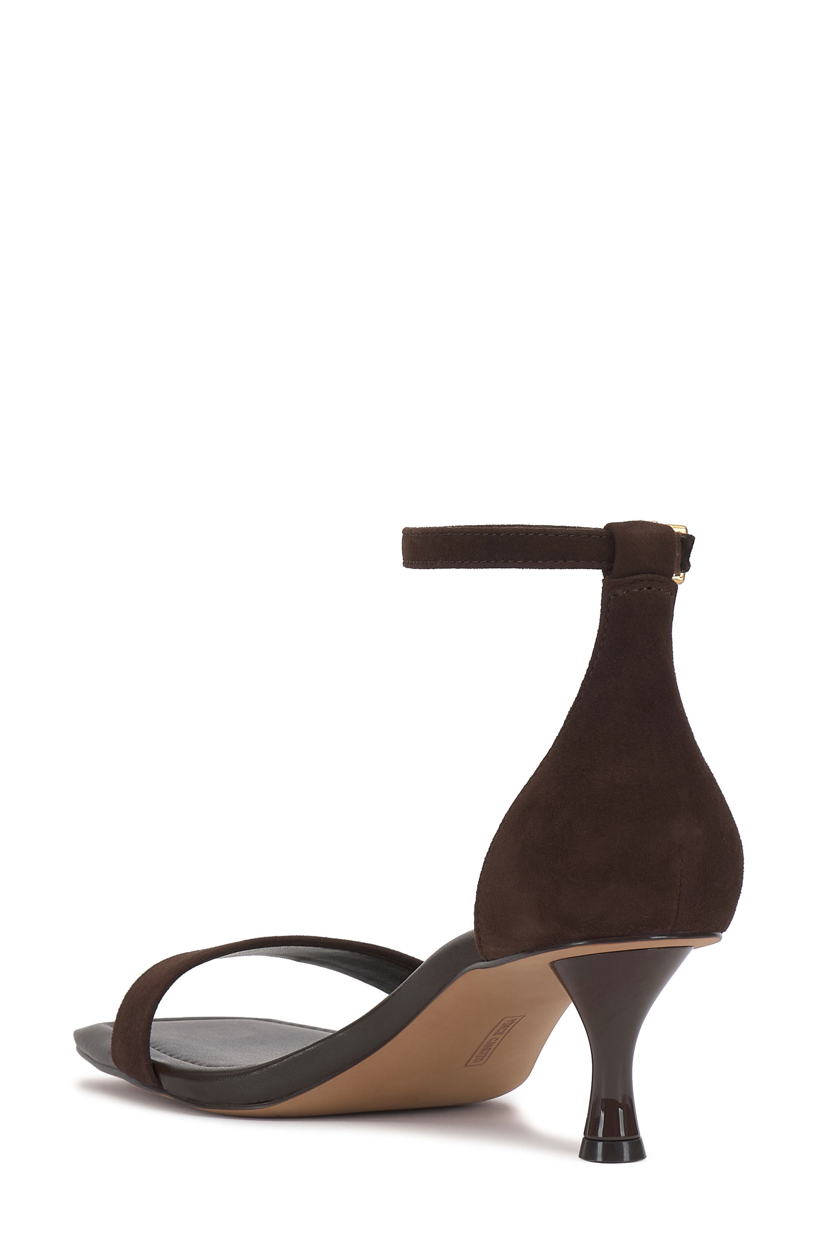 Vince Camuto Vinkely Square Toe Kitten Heel Sandal, Alternate, color, Brownie