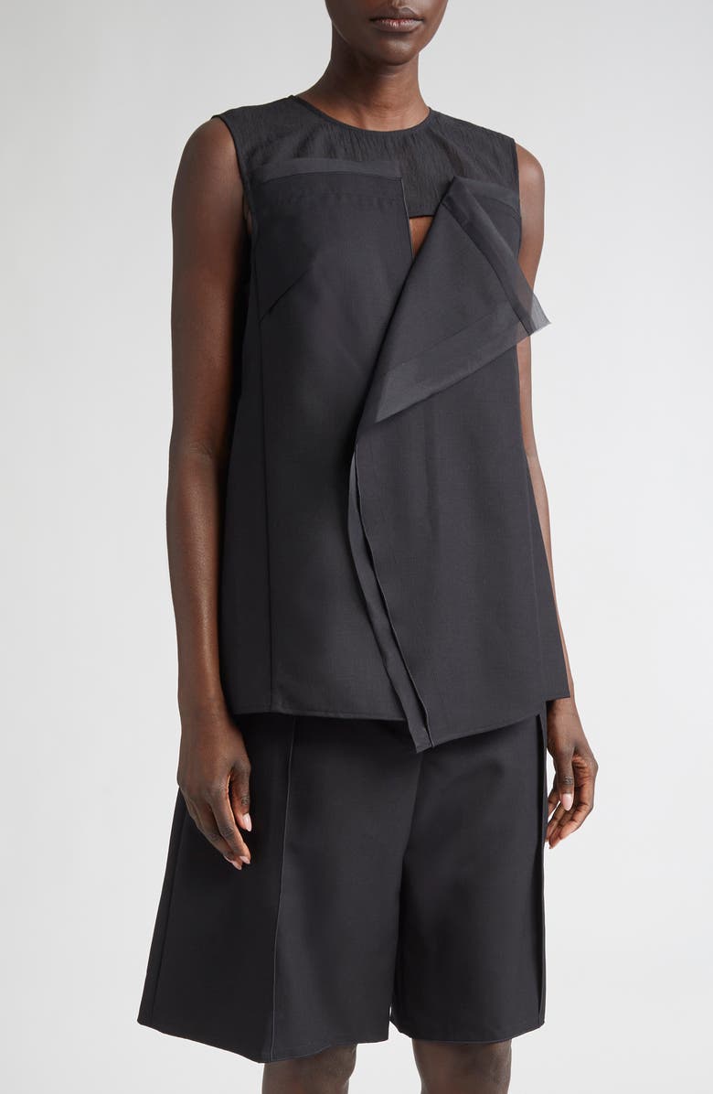 Jason Wu Collection Asymmetric Drape Mixed Media Top, Main, color,