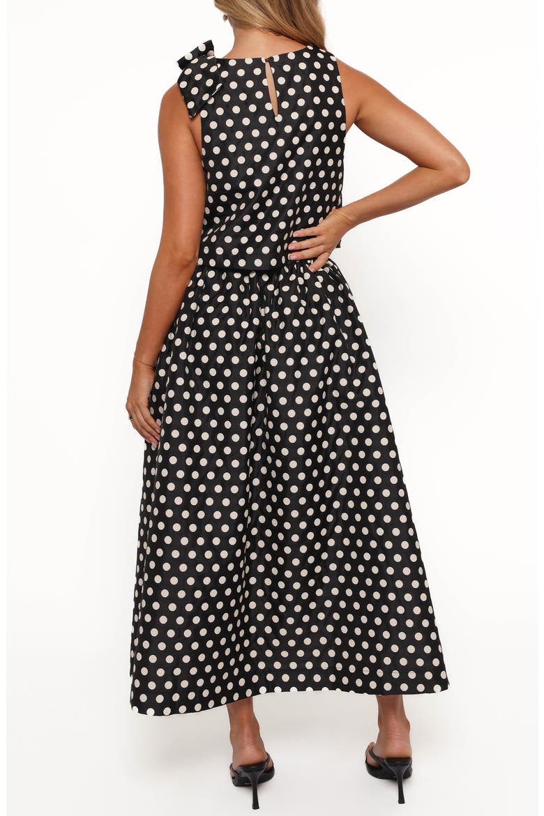 Rhea Polka Dot Sleeveless Top & Maxi Skirt, Alternate, color, BLACK