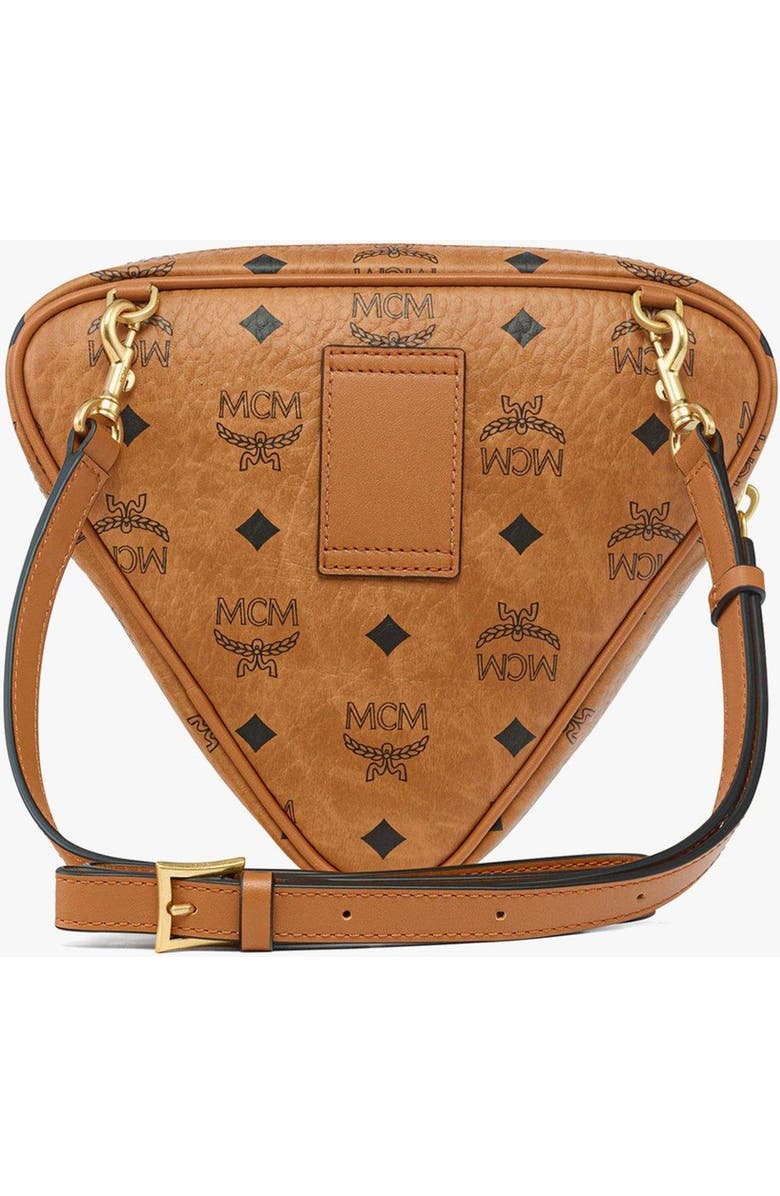 MCM Aren Tambourine Pouch in Visetos, Alternate, color, Cognac