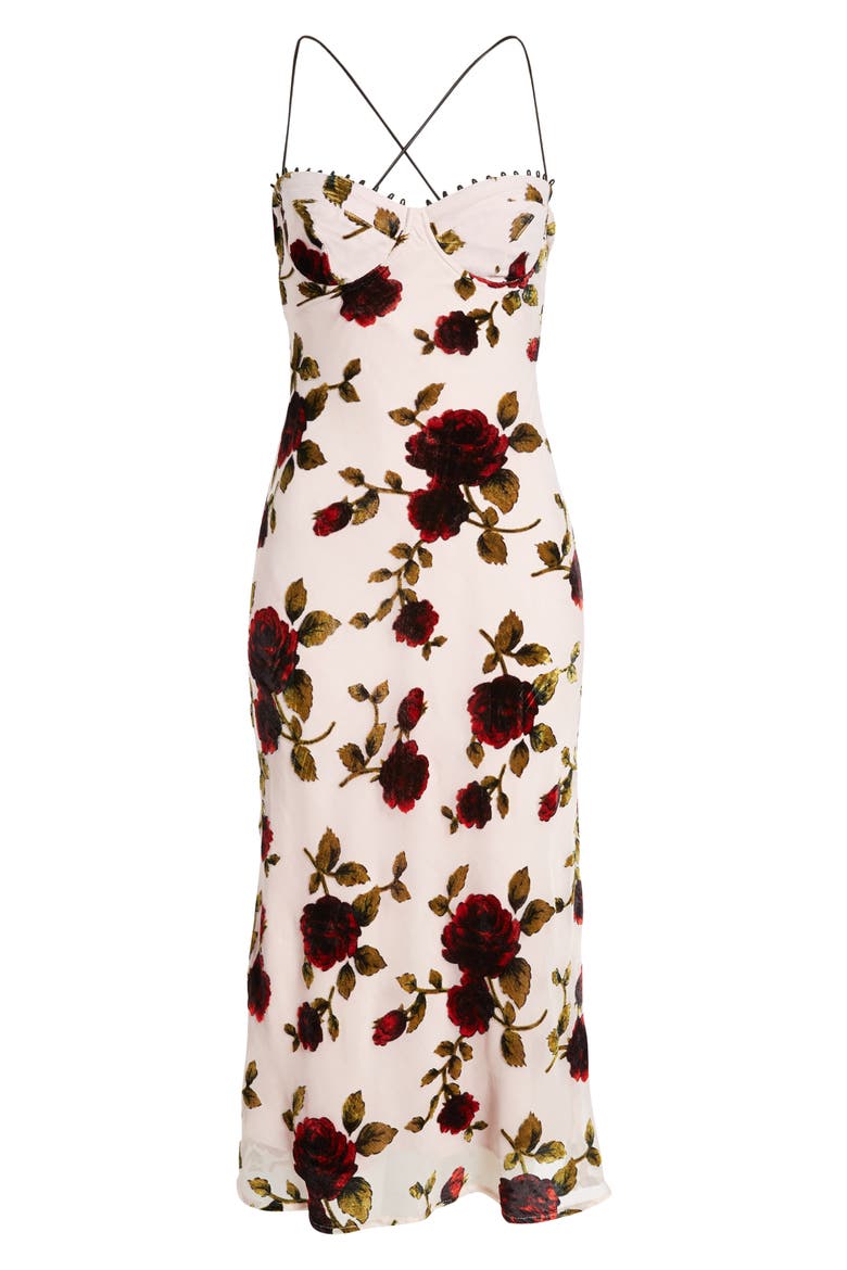 Floral Devoré Underwire Midi Dress, Alternate, color, PINK