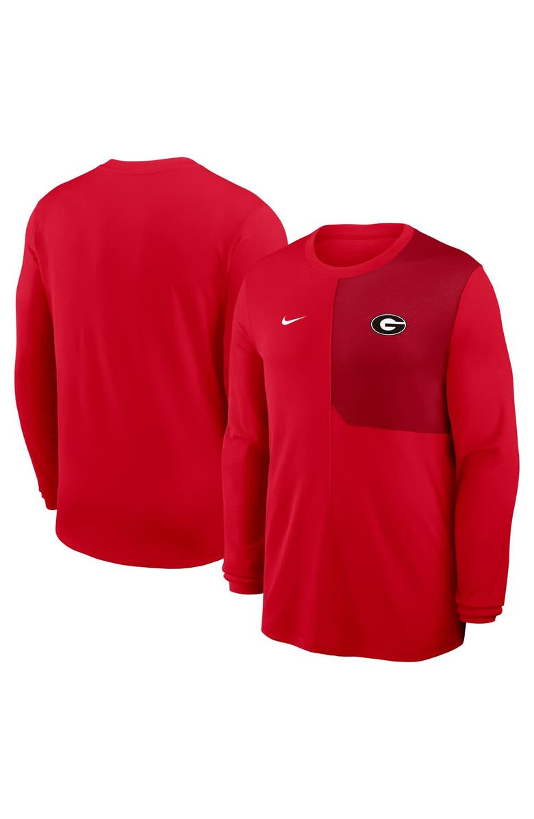 Nike Men's Nike Red Georgia Bulldogs 2025 Sideline Coach UV Performance Long Sleeve T-Shirt, Alternate, color, Red