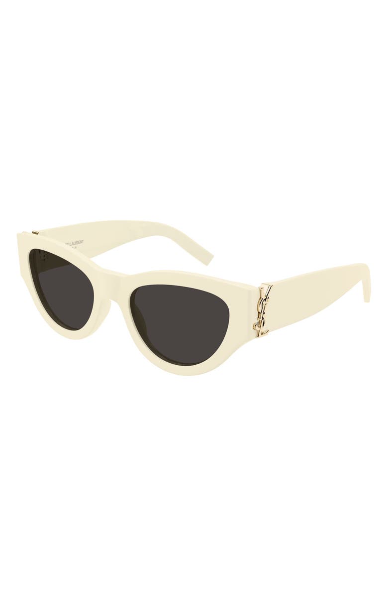 Saint Laurent 53mm Cat Eye Sunglasses, Alternate, color, Ivory