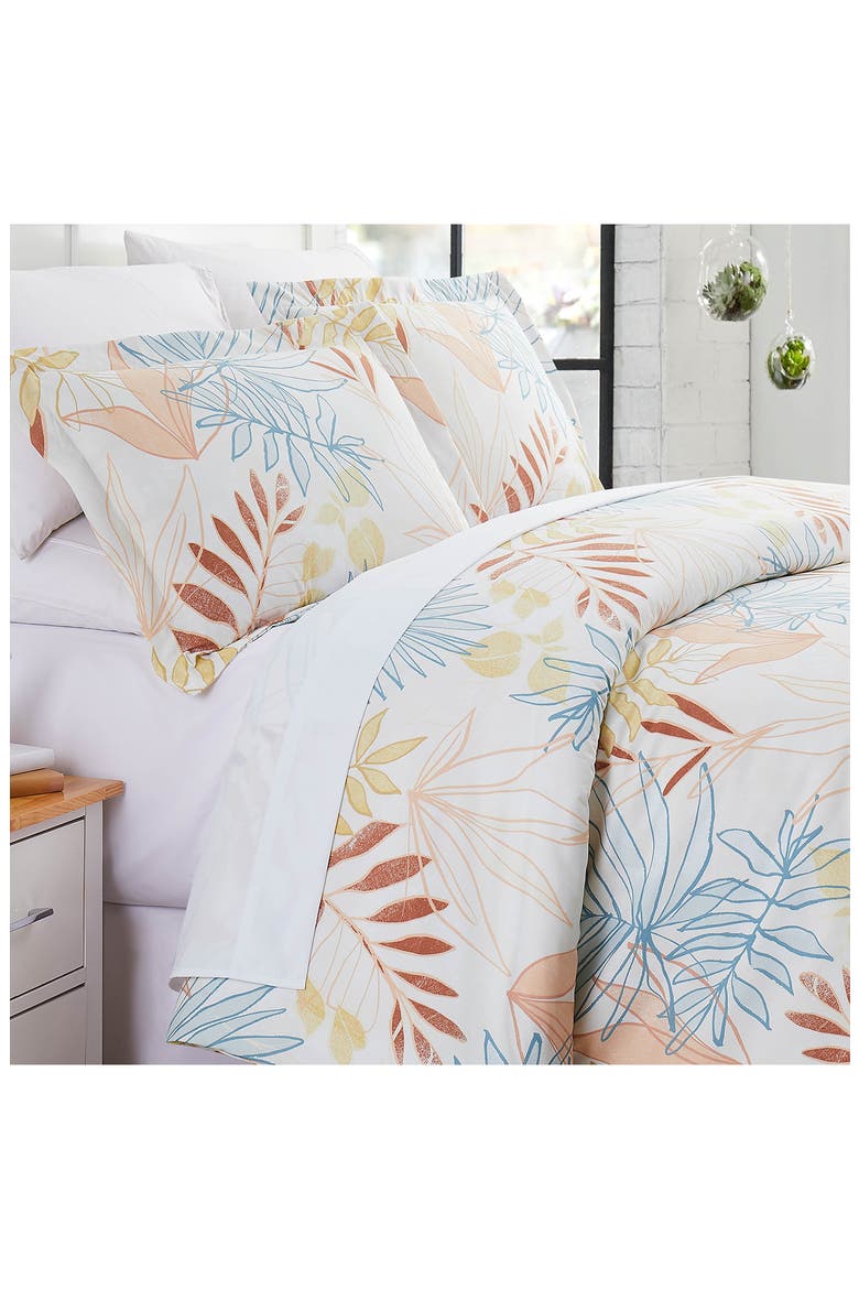 Tropic Leaf Duvet Cover Set, Alternate, color, TROPIC