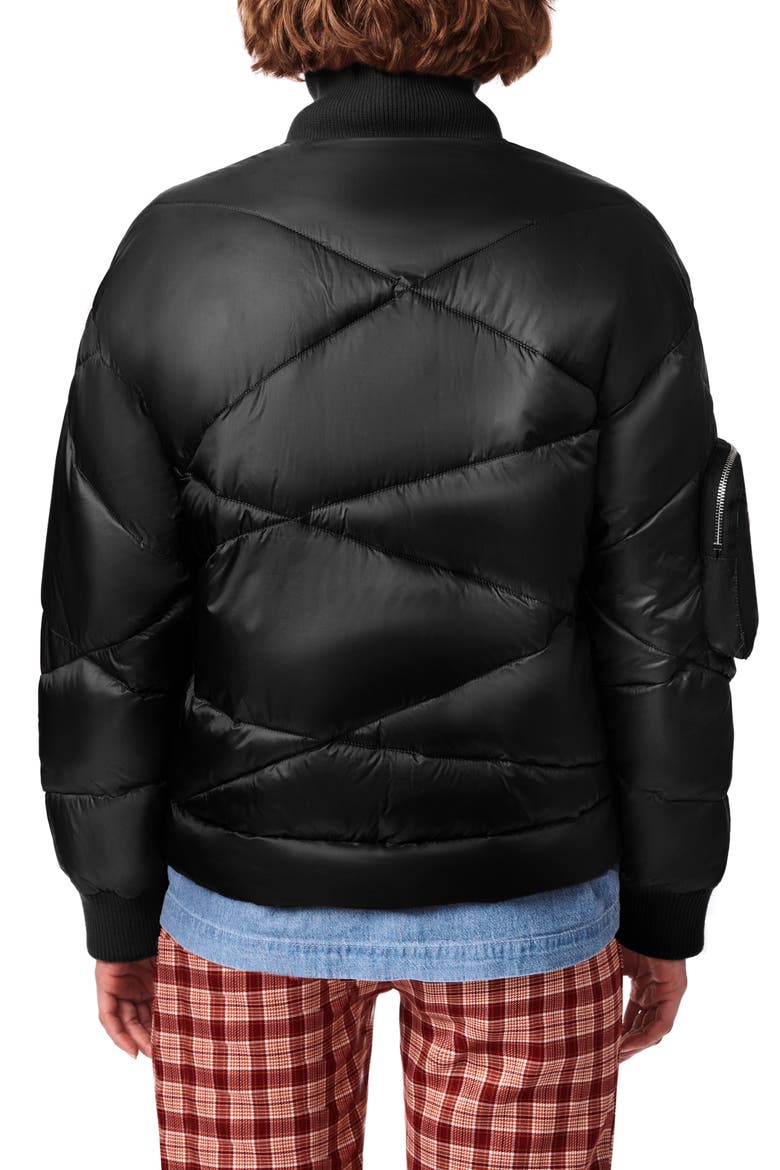 Zigzag Nylon Puffer Jacket, Alternate, color, BLACK